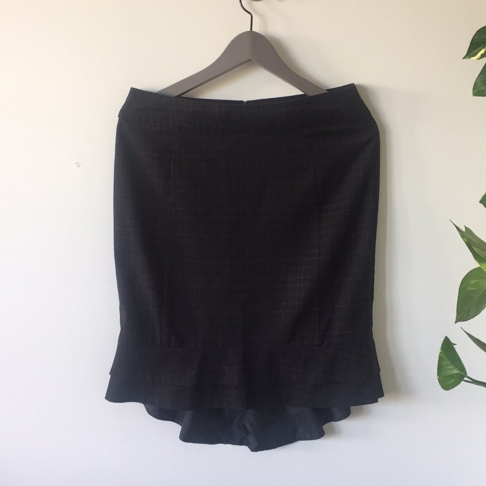Black Plaid skirt with Mermaid Hem